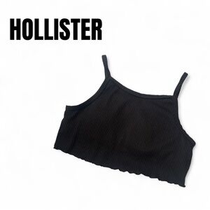 004 Hollister Black Ribbed Crop Bikini Top